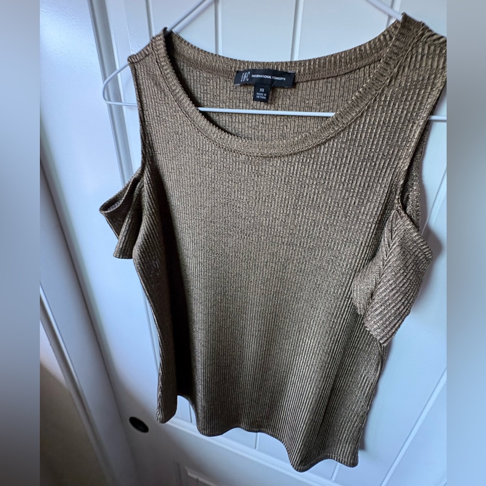 XS INC International Concepts Olive Ribbed Sleeveless Blouse